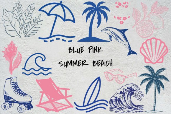 Blue Pink Summer Beach PNG Clipart: A Vibrant Resource for Creative Projects