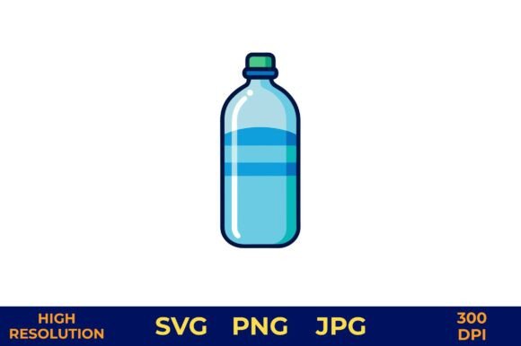 Blue Water Bottle Vector Design