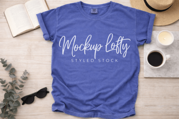 C1717 Neon Blue Flat Lay T-shirt Mockup: A Modern Tool for Creative Expression