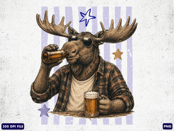 Coffee Moose PNG Rustic Moose Clipart: A Versatile Design for Creative Projects