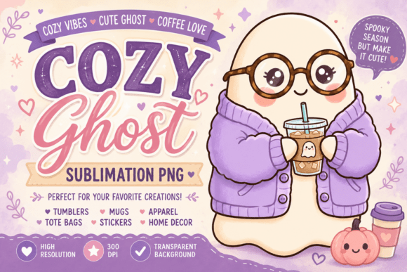 Cozy Autumn Vibes with Free Cozy Ghost Coffee PNG Sublimation