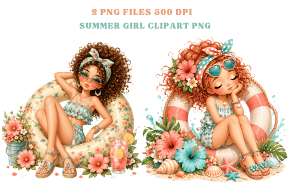 Cute Beach Girl Sublimation Png