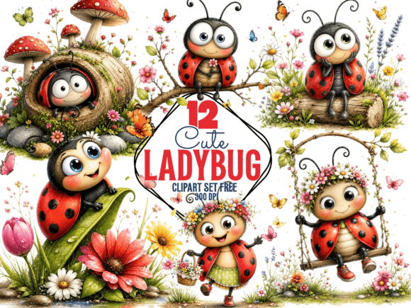 Cute Ladybug Clipart Png Set Ladybug