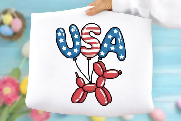 Cute USA Balloon Dog Patriotic PNG