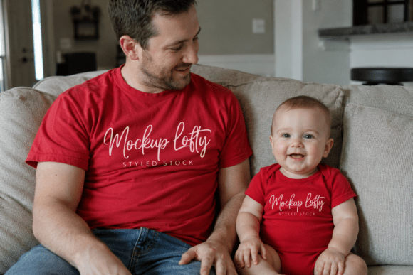 Daddy and Me Gildan 5000 Red Mockup 12