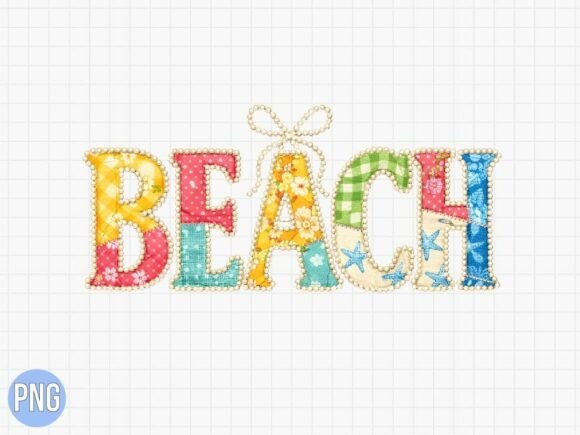 Faux Embroidery Beach Patchwork PNG: A Versatile Digital Design for Creative Projects