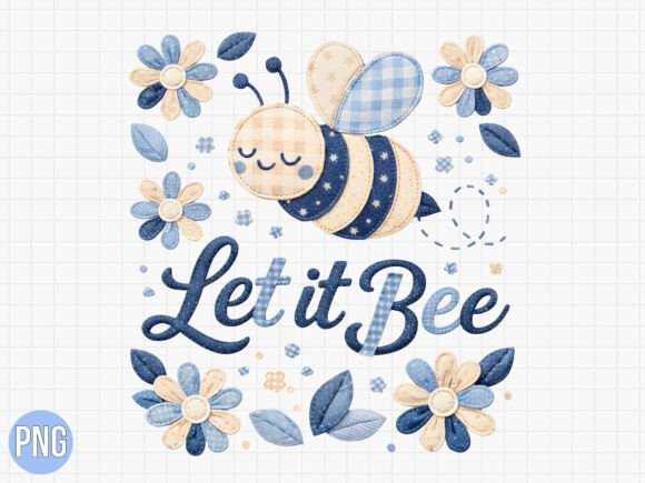 Floral Patchwork Honey Bee Floral PNG: A Versatile Digital Design for Creative Projects