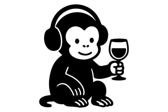 Free Baby Monkey Holding Wine Glass SVG – A Creative Digital Asset for Modern Designers