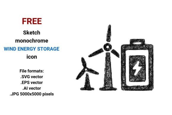 FREE Sketch Wind Energy Storage Icon: A Versatile Design Element for Modern Green Energy Projects