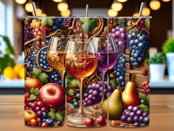 Fruit Wine Glass Tumbler Wrap PNG: A Versatile Design for Custom Projects