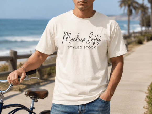 Gildan 5000 Summer Male Mockup 4 – Elevate Your Brand with a Clean and Professional Design