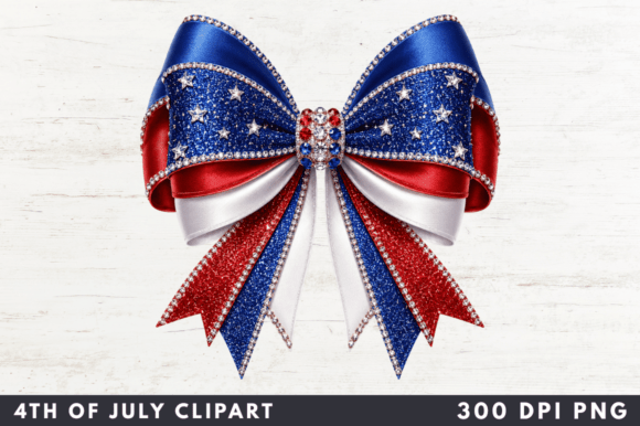 Glitter Stars Patriotic Bow Clipart PNG: A Versatile Design for Creative Projects
