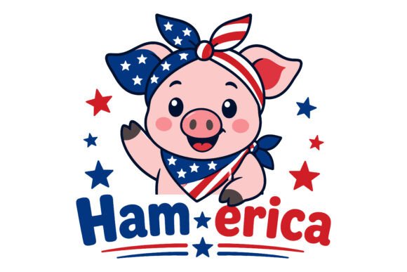 Ham-erica Patriotic Pig 4th of July PNG