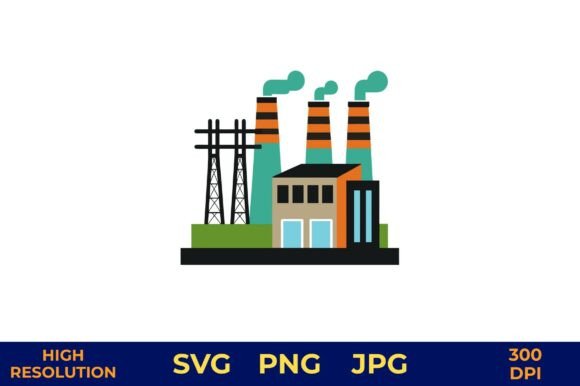 Industrial Power Plant Vector Illustration