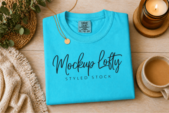 Lagoon Blue C1717 Flat Lay Tshirt Mockup: A Professional Tool for Designers and Creators