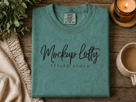 Light Green C1717 Flat Lay T-Shirt Mockup – A Professional Design Tool