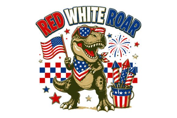 Red White Roar Patriotic Dinosaur: A Versatile Design for Creative Projects