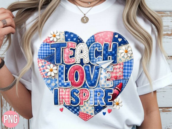 Teach Love Inspire Heart Crayon PNG