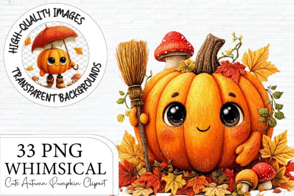 Whimsical Autumn Pumpkins PNG Clipart: A Creative Resource for Designers