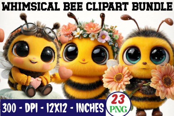 Whimsical Bee Clipart Bundle: A Creative Resource for Designers and Enthusiasts